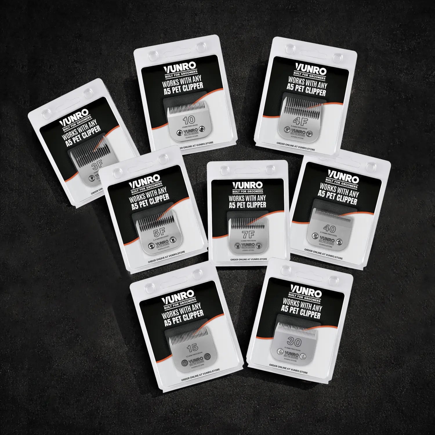 Full Set of High Carbon Stainless Steel Clipper Blades by VUNRO