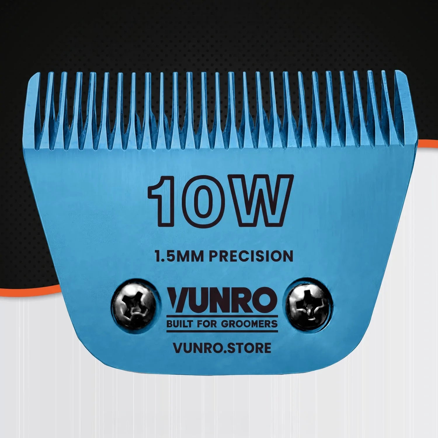 VUNRO 10W Wide Blue Steel dog clipper blade front view