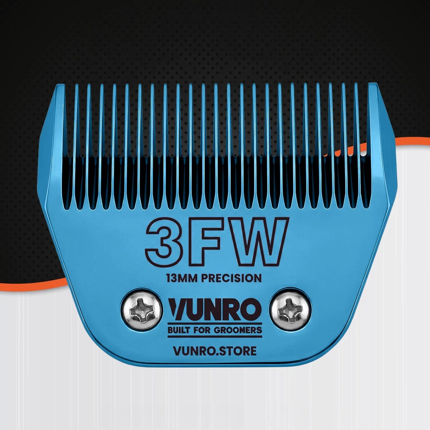 VUNRO 3FW Wide Blue Steel dog clipper blade front view