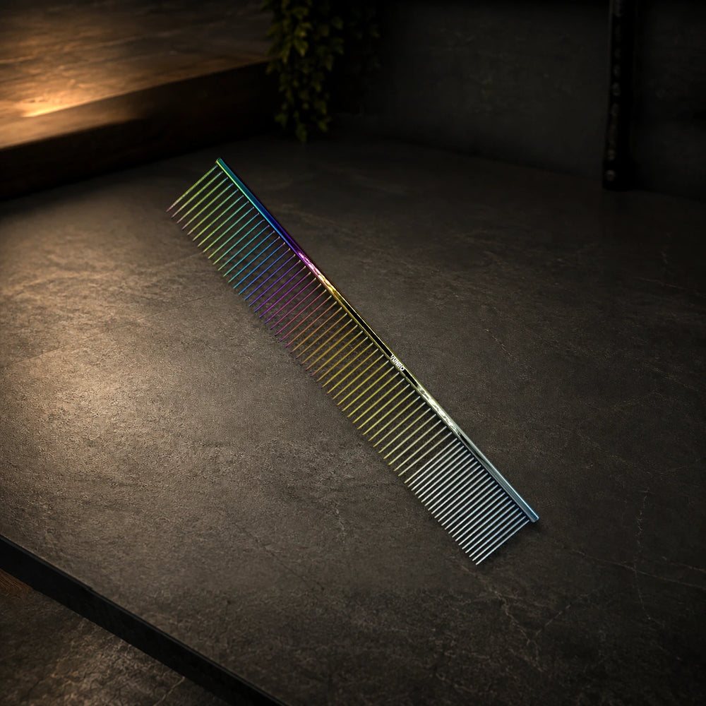 9.5" Lux Coarse and Fine Straight Comb photographed on the VUNRO professional workbench